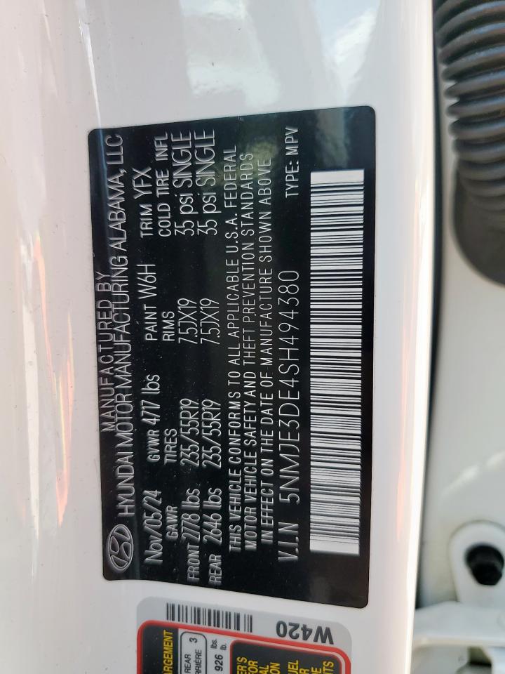 2025 Hyundai Tucson Limited VIN: 5NMJE3DE4SH494380 Lot: 71786205