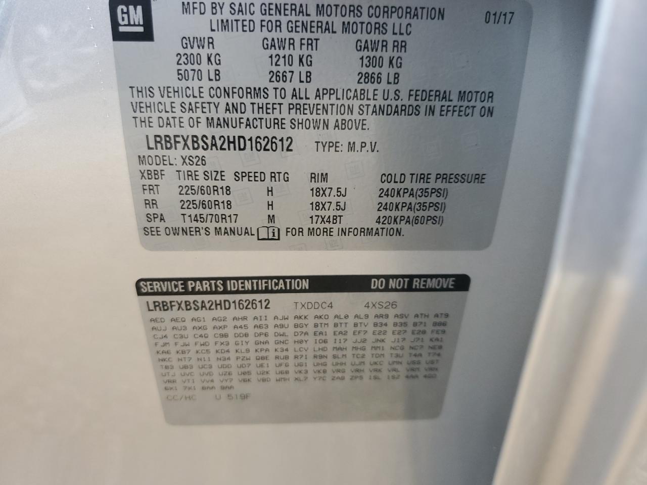 2017 Buick Envision Essence VIN: LRBFXBSA2HD162612 Lot: 81659465