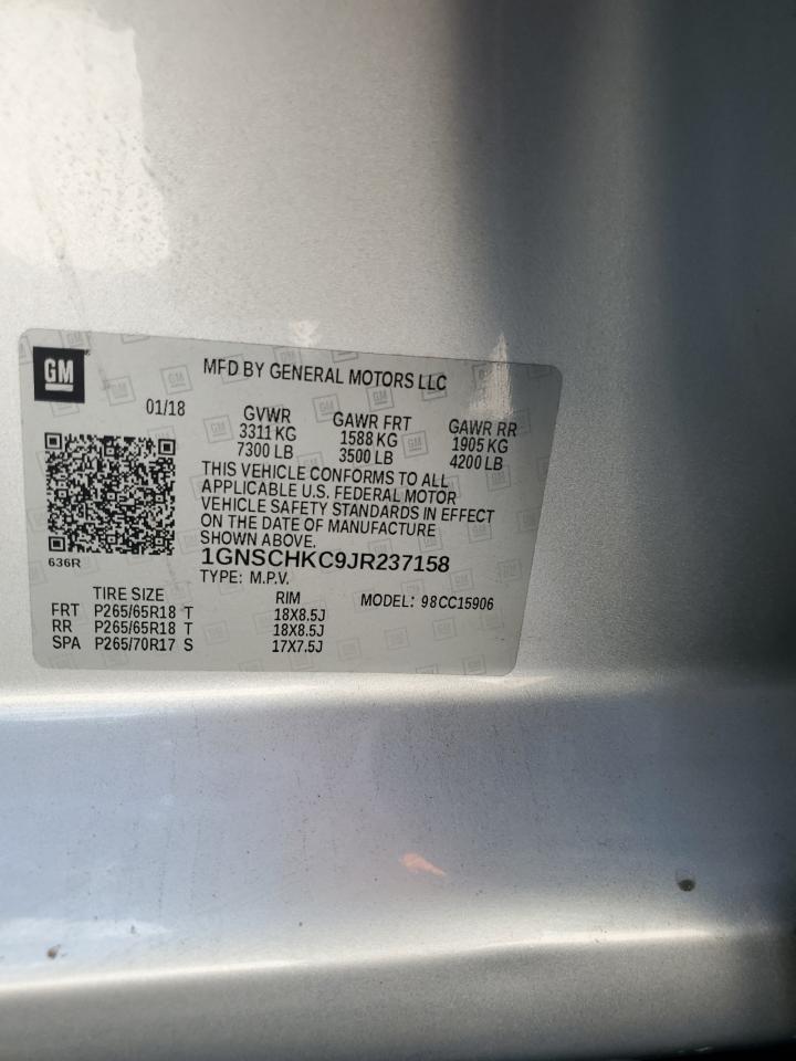 2018 Chevrolet Suburban C1500 Lt VIN: 1GNSCHKC9JR237158 Lot: 83975075