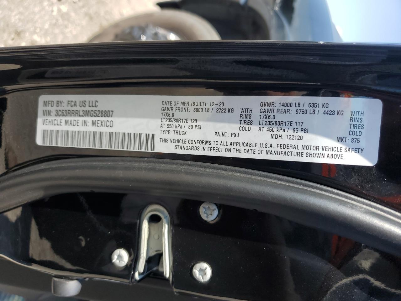 2021 Ram 3500 Limited VIN: 3C63RRRL3MG528807 Lot: 80662685