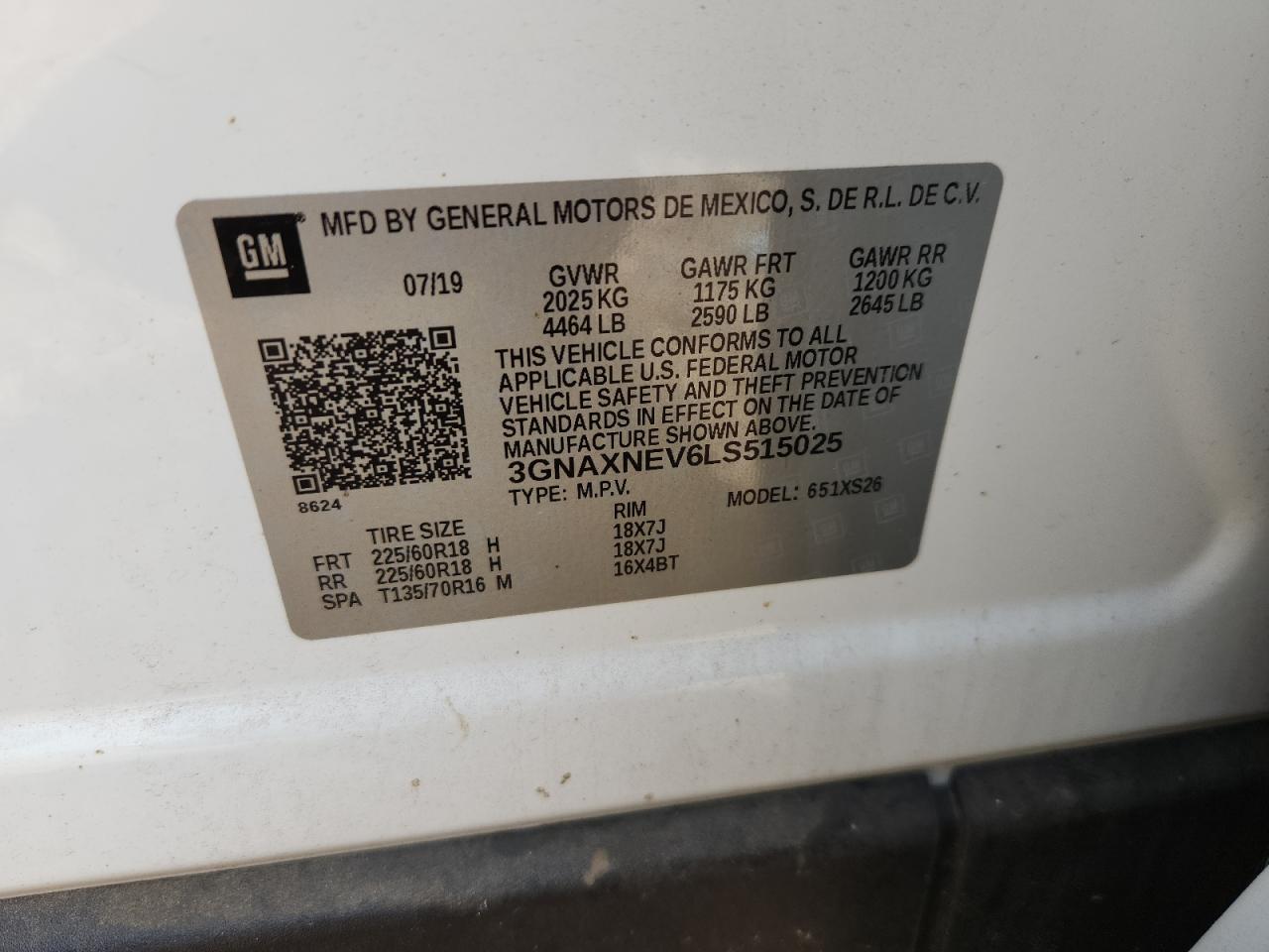 2020 Chevrolet Equinox Premier VIN: 3GNAXNEV6LS515025 Lot: 82117925