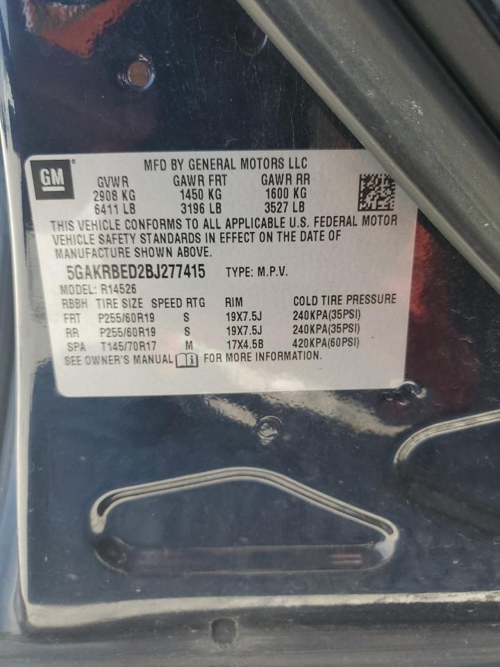 2011 Buick Enclave Cxl VIN: 5GAKRBED2BJ277415 Lot: 71982745