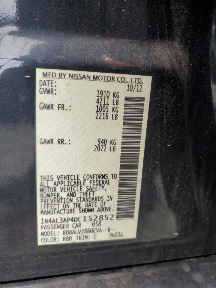 2013 Nissan Altima 2.5 VIN: 1N4AL3AP4DC152852 Lot: 84430345