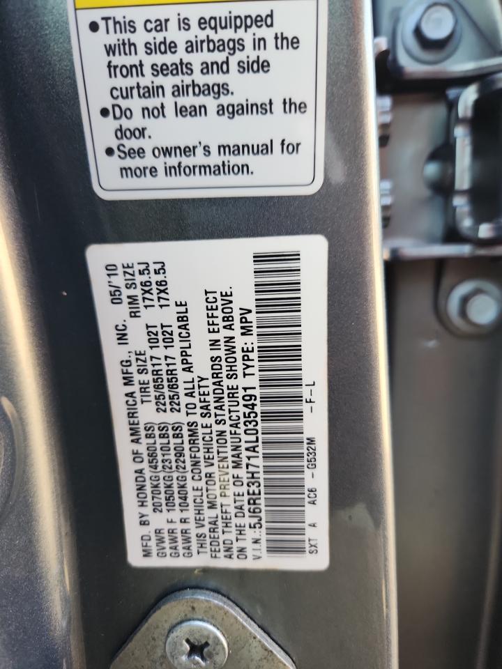 2010 Honda Cr-V Exl VIN: 5J6RE3H71AL035491 Lot: 80671335