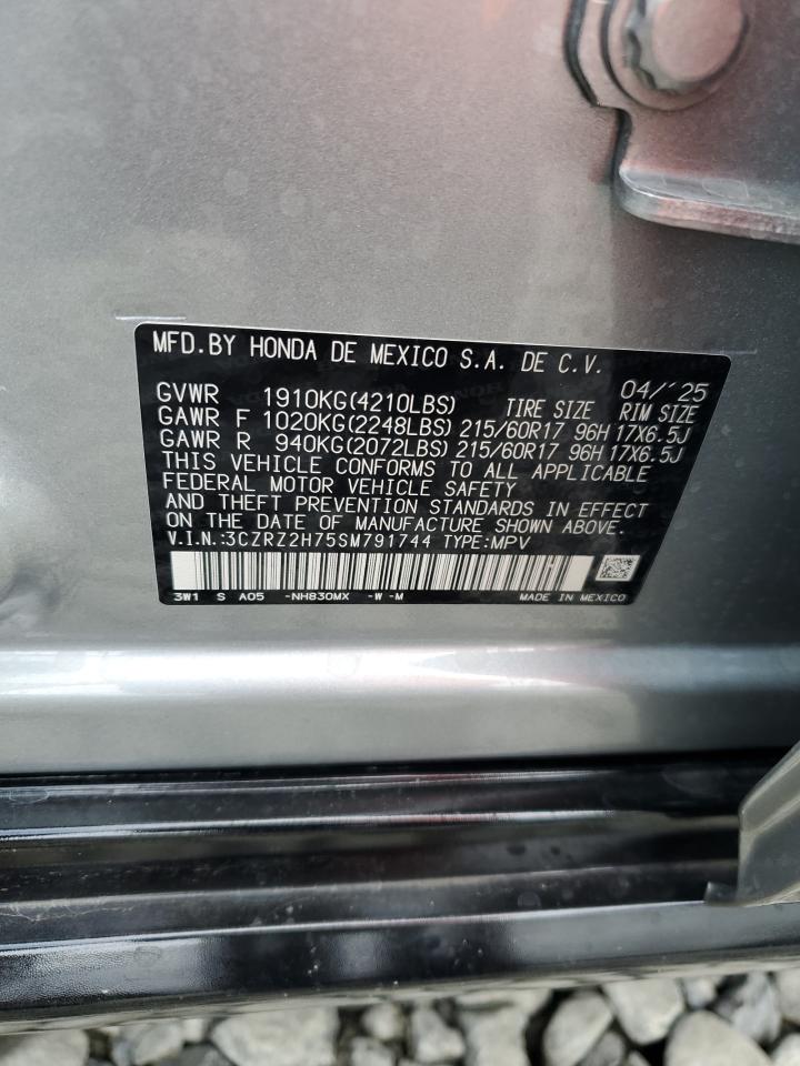 2025 Honda Hr-V Exl VIN: 3CZRZ2H75SM791744 Lot: 83760855