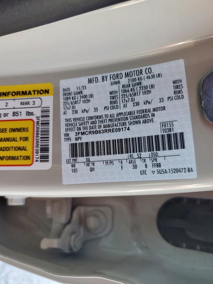 2024 Ford Bronco Sport Big Bend VIN: 3FMCR9B63RRE09174 Lot: 81151655