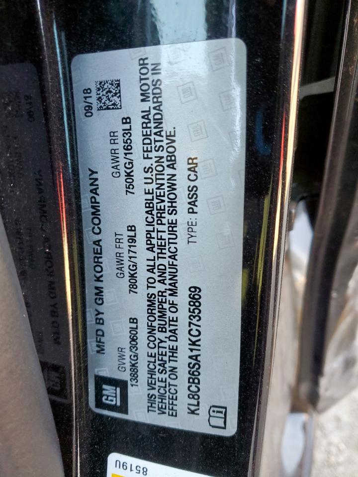2019 Chevrolet Spark Ls VIN: KL8CB6SA1KC735869 Lot: 84407595