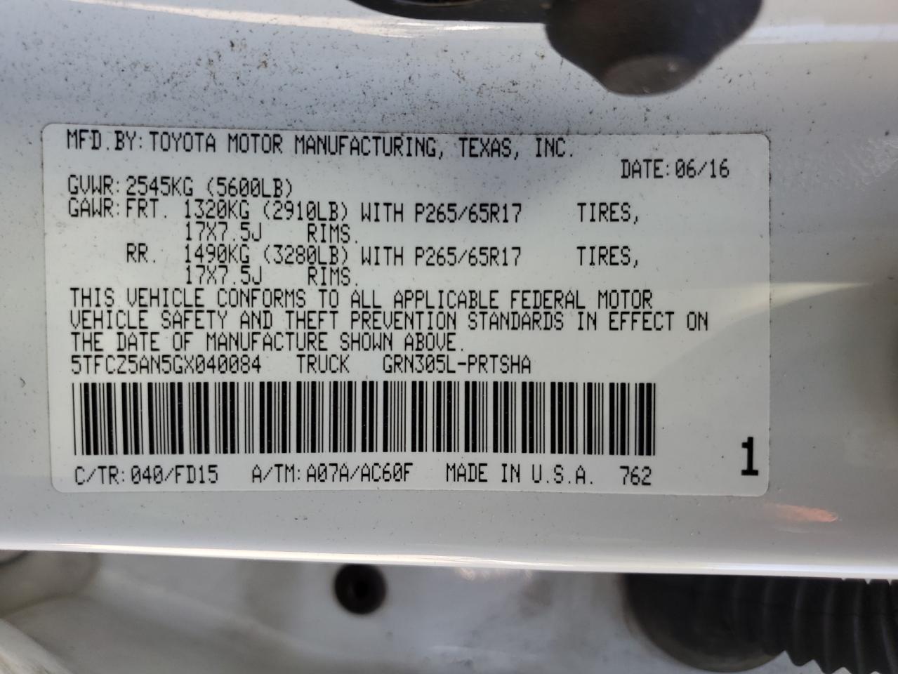 2016 Toyota Tacoma Double Cab VIN: 5TFCZ5AN5GX040084 Lot: 80111005