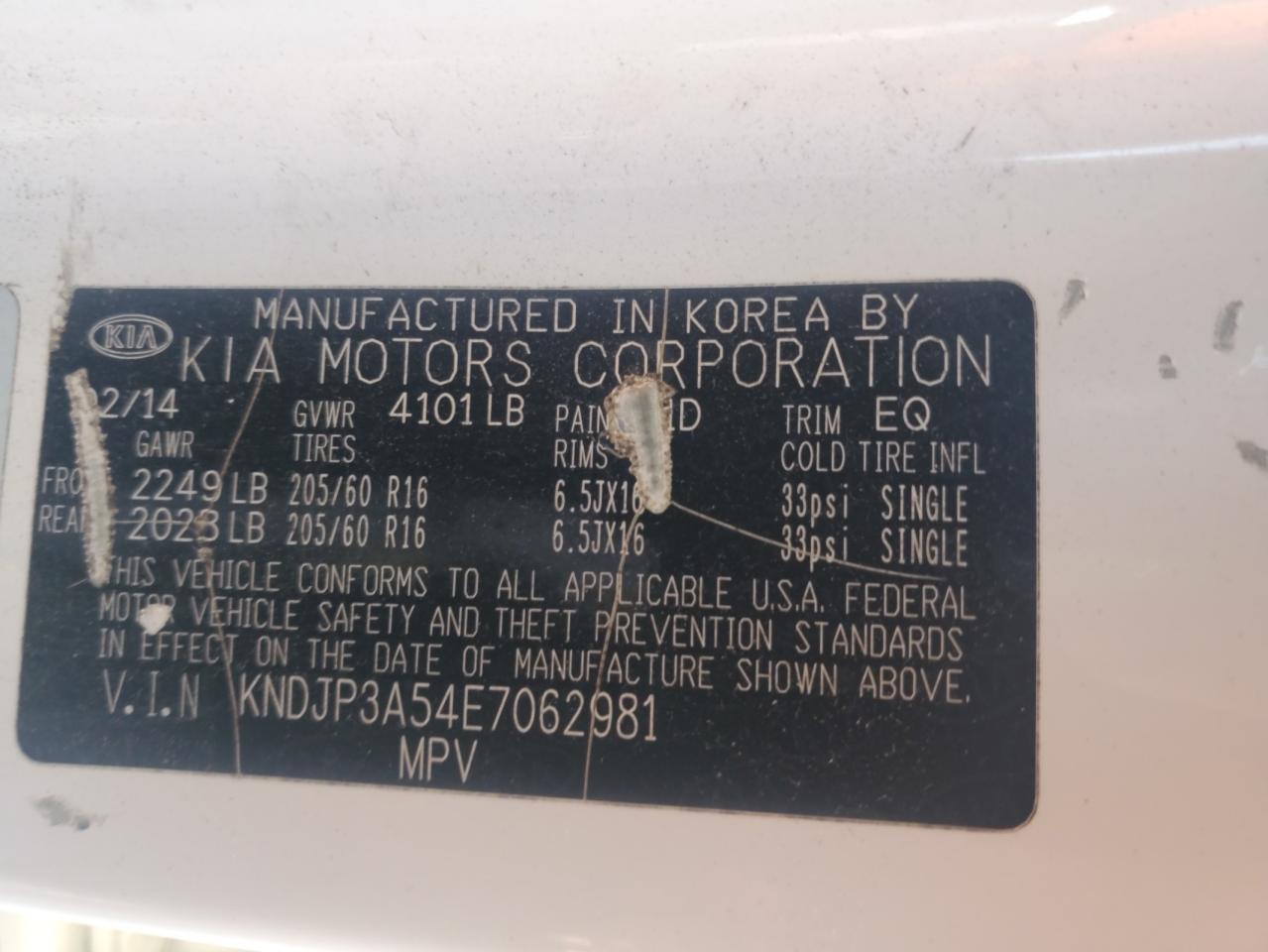 2014 Kia Soul + VIN: KNDJP3A54E7062981 Lot: 71238475