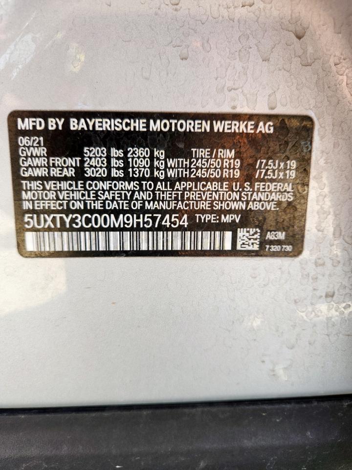 2021 BMW X3 Sdrive30I VIN: 5UXTY3C00M9H57454 Lot: 71555805