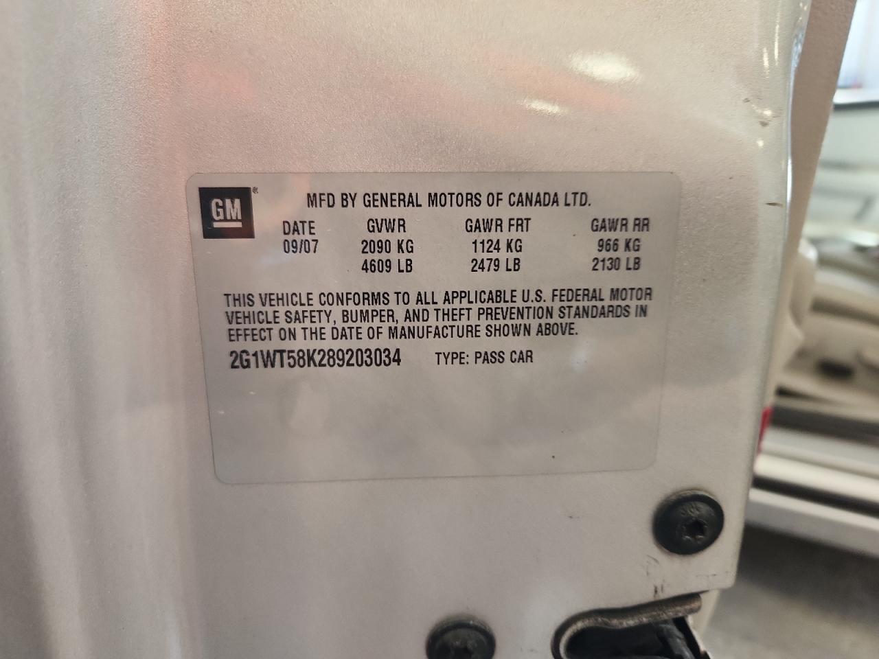 2008 Chevrolet Impala Lt VIN: 2G1WT58K289203034 Lot: 71328735