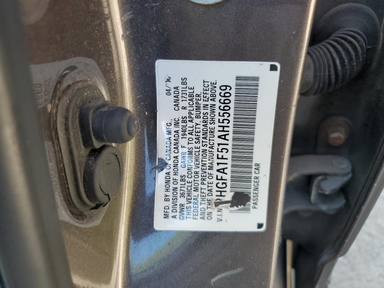 2010 Honda Civic Lx VIN: 2HGFA1F51AH556669 Lot: 72066045