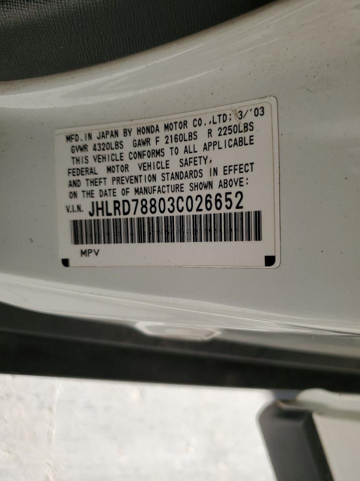 2003 Honda Cr-V Ex VIN: JHLRD78803C026652 Lot: 81781795