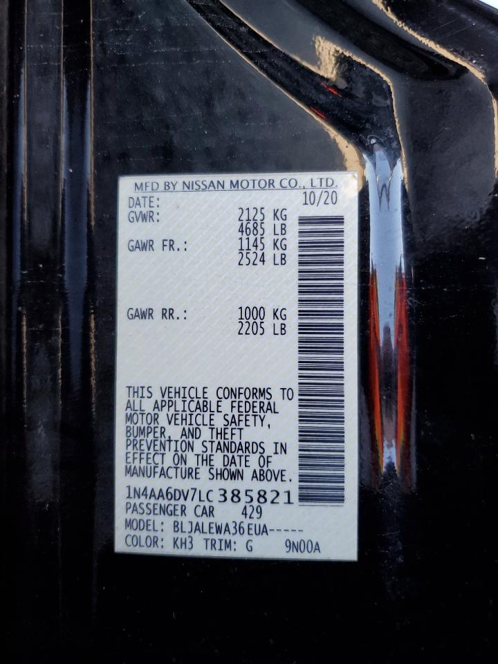 2020 Nissan Maxima Sl VIN: 1N4AA6DV7LC385821 Lot: 71975415