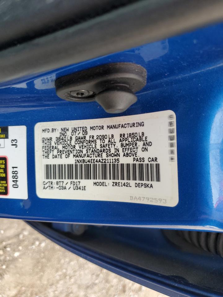 2010 Toyota Corolla Base VIN: 1NXBU4EE4AZ211135 Lot: 84031925