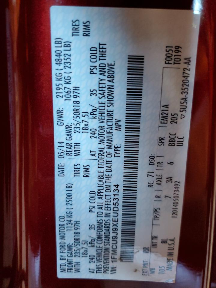 2014 Ford Escape Titanium VIN: 1FMCU9J9XEUD53134 Lot: 83809025