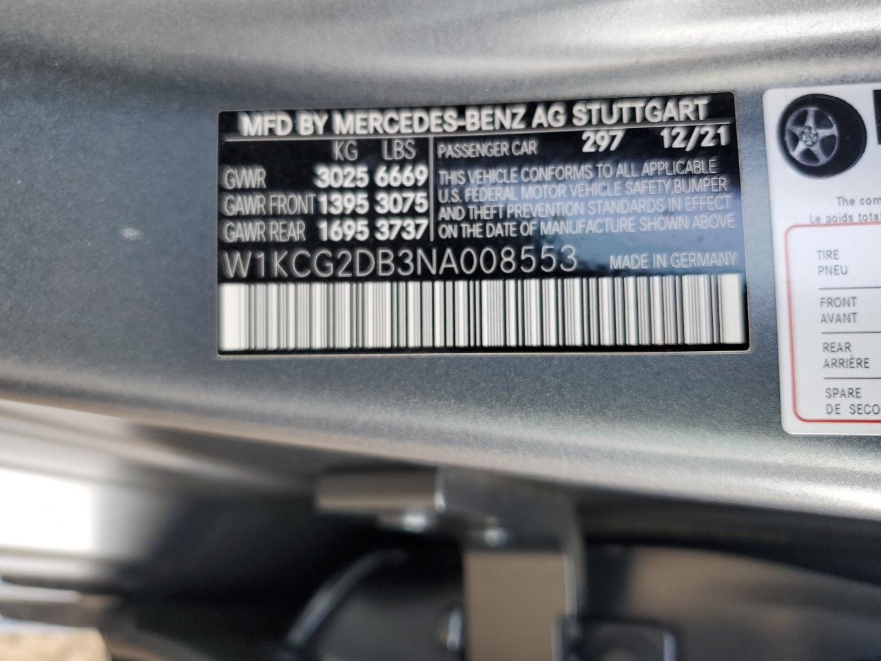 2022 Mercedes-Benz Eqs Sedan 450+ VIN: W1KCG2DB3NA008553 Lot: 71398435