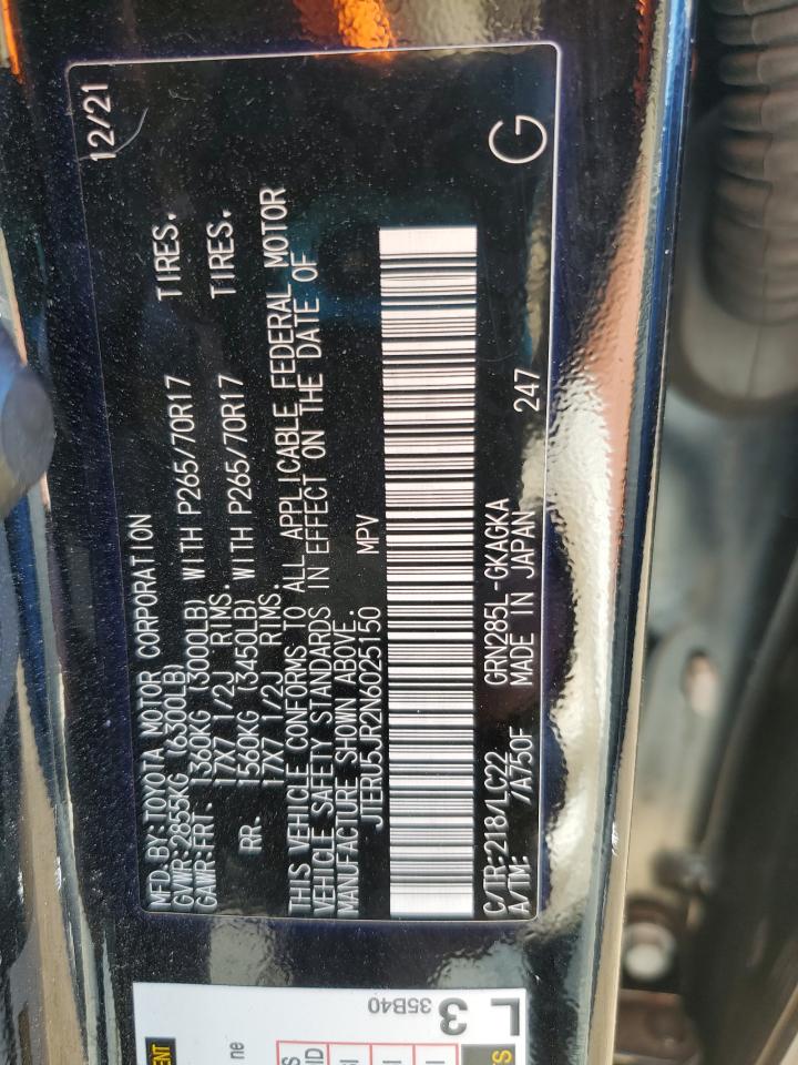 2022 Toyota 4Runner Sr5 Premium VIN: JTERU5JR2N6025150 Lot: 84650635