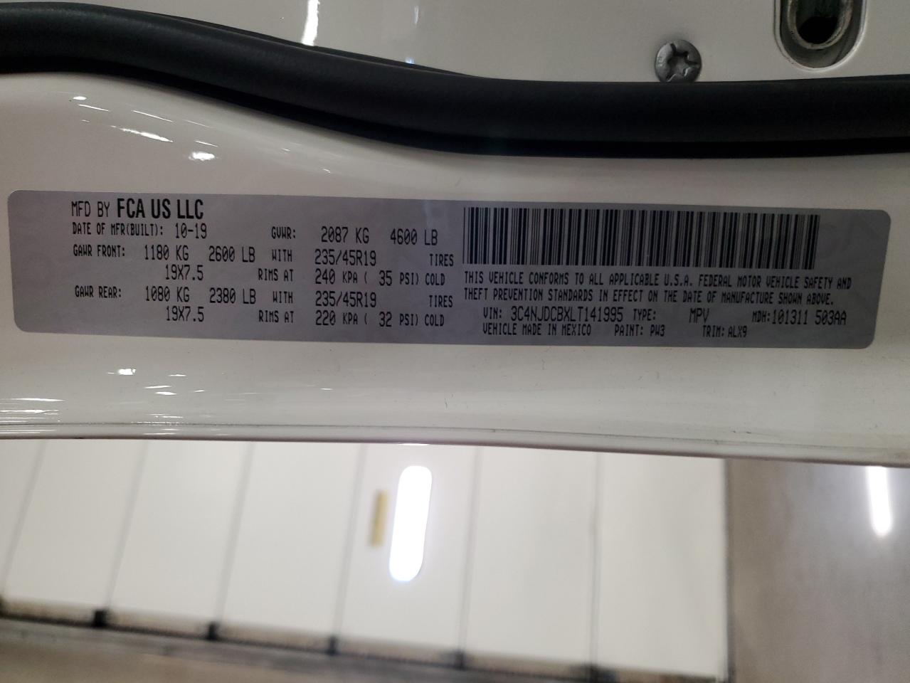 2020 Jeep Compass Limited VIN: 3C4NJDCBXLT141995 Lot: 84573185