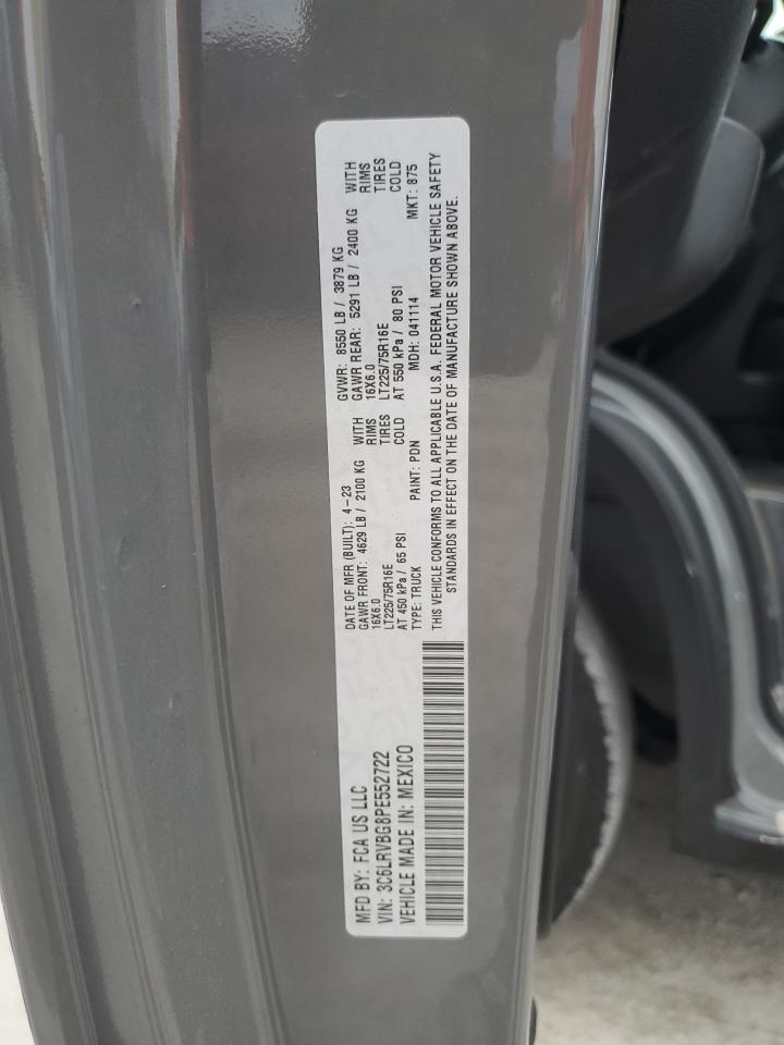 2023 Ram Promaster 1500 1500 High VIN: 3C6LRVBG8PE552722 Lot: 70707915