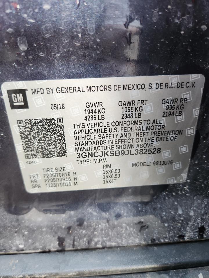 2018 Chevrolet Trax Ls VIN: 3GNCJKSB9JL382528 Lot: 81041195