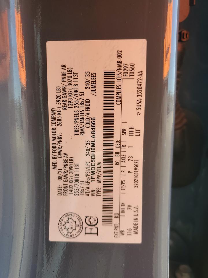 2021 Ford Bronco Base VIN: 1FMDE5BH6MLA84666 Lot: 81859365