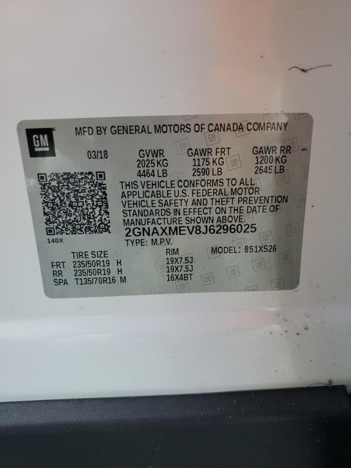 2018 Chevrolet Equinox Premier VIN: 2GNAXMEV8J6296025 Lot: 84197965