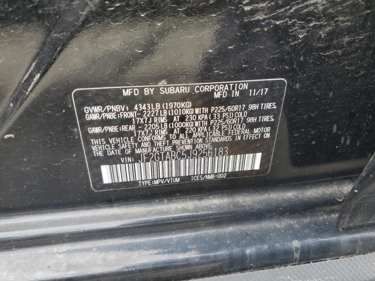 2018 Subaru Crosstrek Premium VIN: JF2GTABC5J9256183 Lot: 71894705