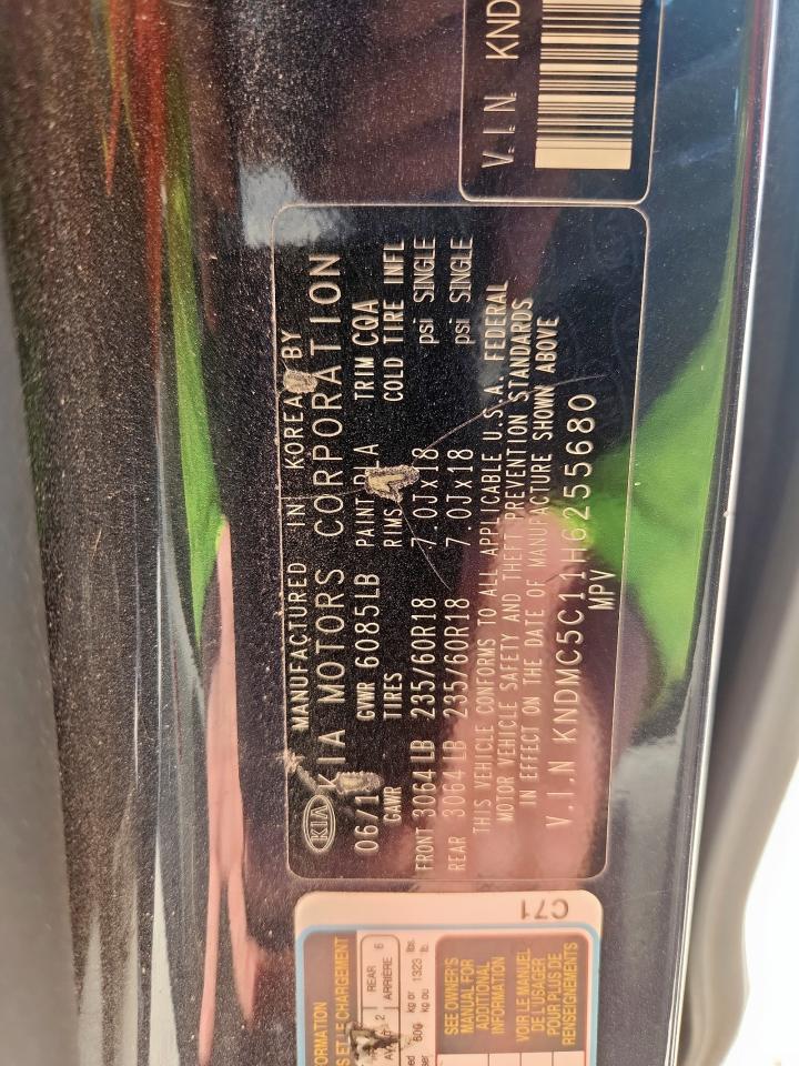 2017 Kia Sedona Ex VIN: KNDMC5C11H6255680 Lot: 72022295