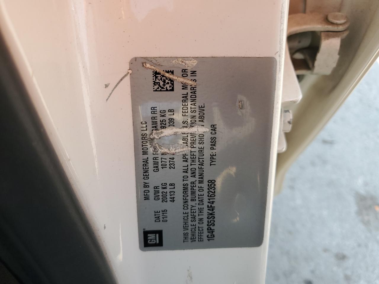 2015 Buick Verano VIN: 1G4PS5SK4F4162358 Lot: 80805035