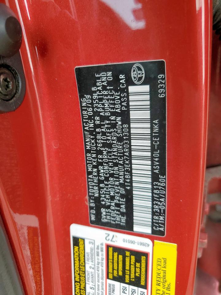 2010 Toyota Camry Base VIN: 4T4BF3EK7AR031308 Lot: 81420815