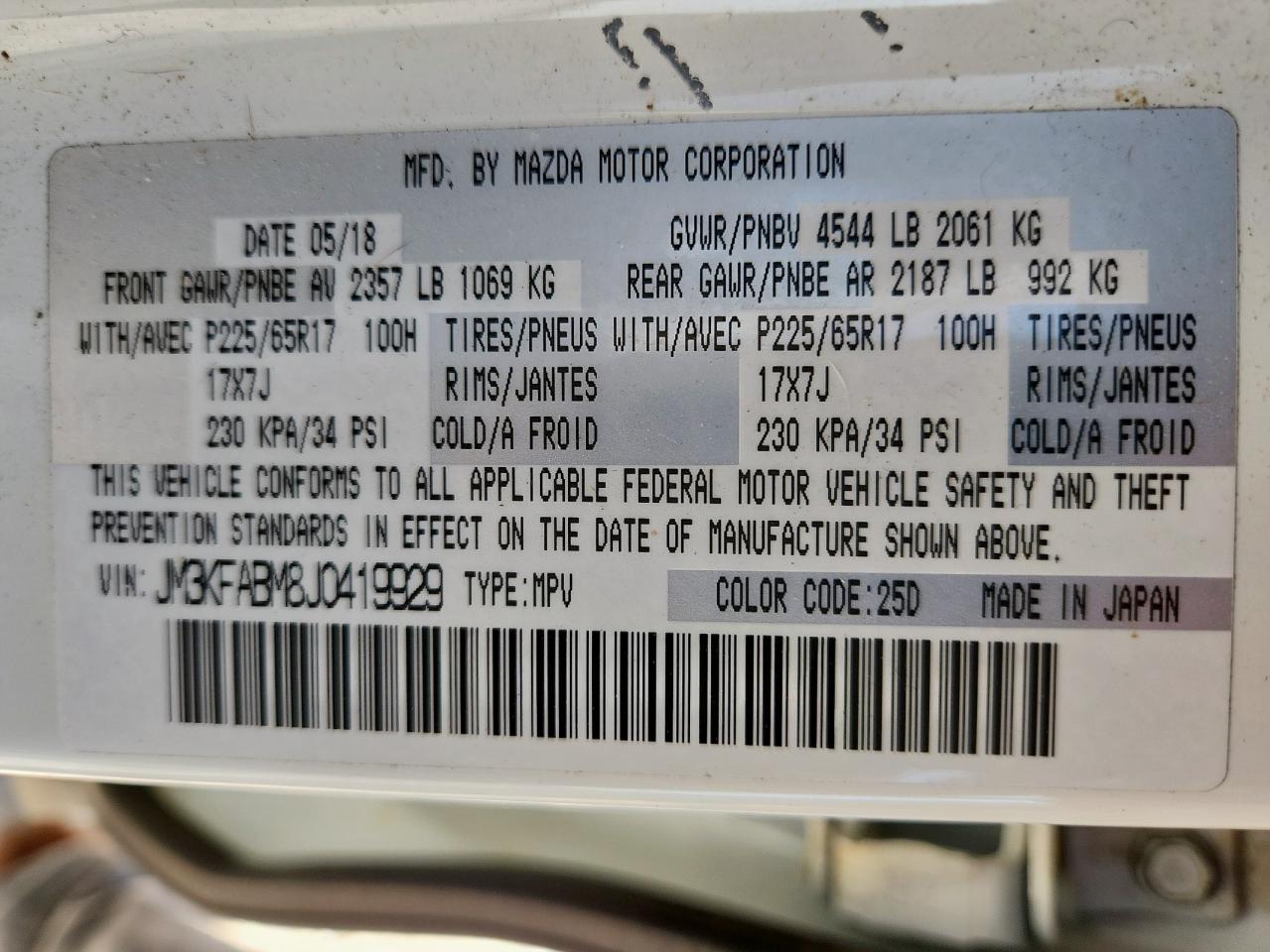 2018 Mazda Cx-5 Sport VIN: JM3KFABM8J0419929 Lot: 80715985