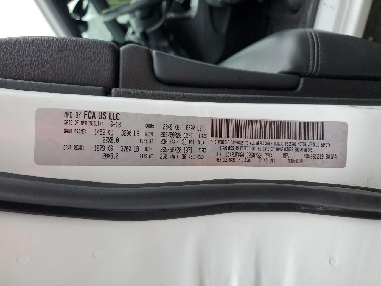 2018 Jeep Grand Cherokee Laredo VIN: 1C4RJFAG4JC268732 Lot: 81524415