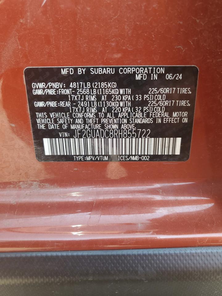 2024 Subaru Crosstrek Premium VIN: JF2GUADC8RH855722 Lot: 80296155