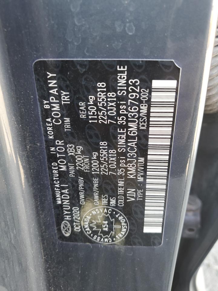 2021 Hyundai Tucson Limited VIN: KM8J3CAL6MU367923 Lot: 80134785