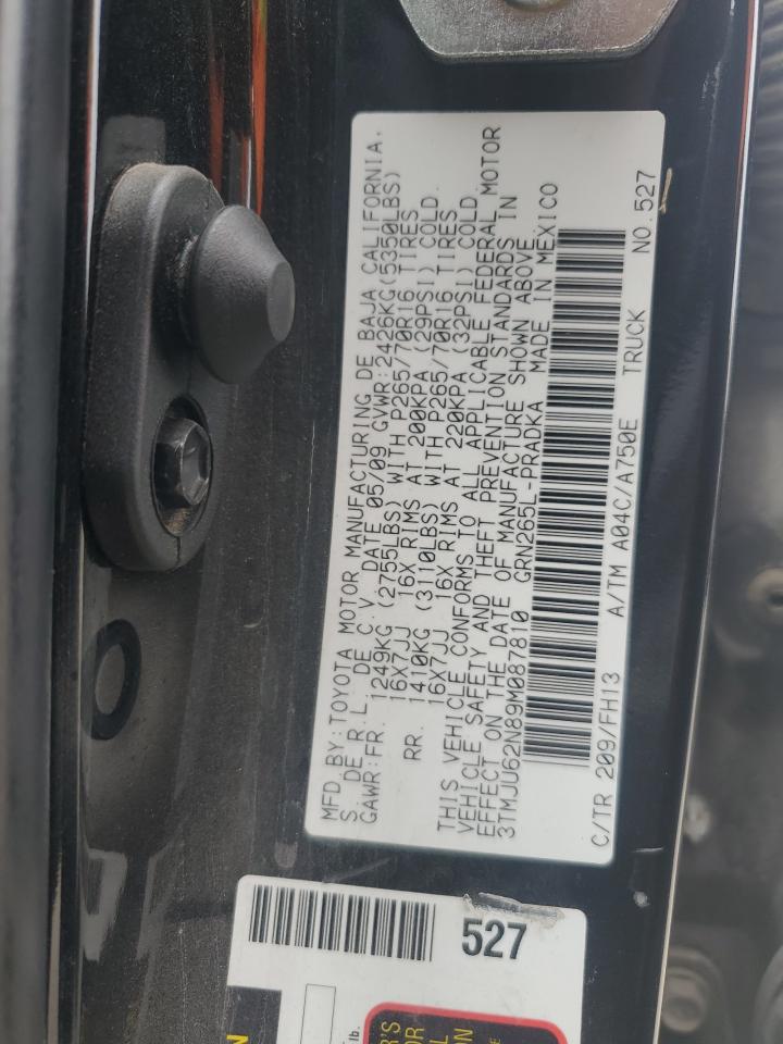 2009 Toyota Tacoma Double Cab Prerunner VIN: 3TMJU62N89M087810 Lot: 82133125