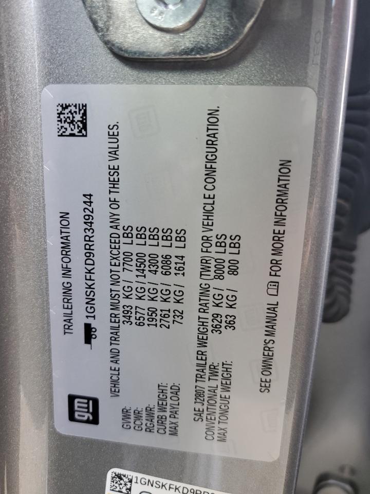 2024 Chevrolet Suburban K1500 Premier VIN: 1GNSKFKD9RR349244 Lot: 84260355