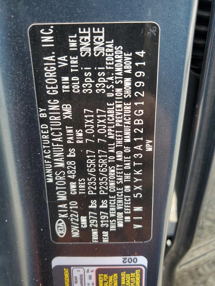 2011 Kia Sorento Base VIN: 5XYKT3A12BG129914 Lot: 80324865