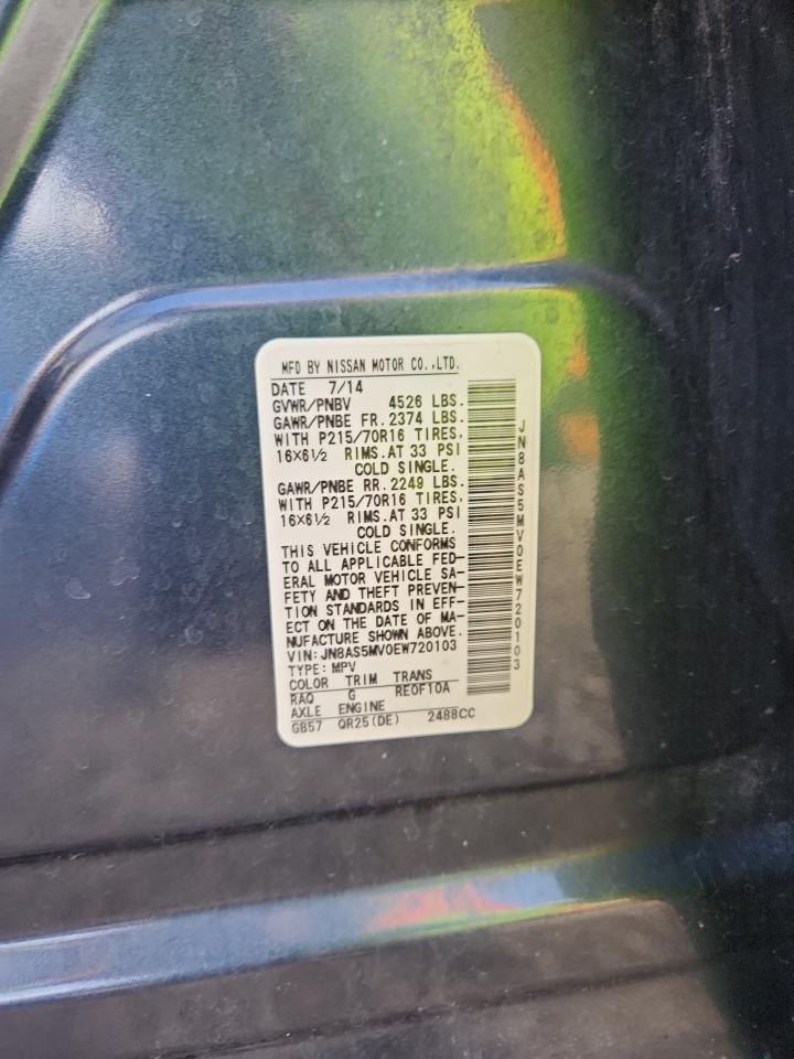 2014 Nissan Rogue Select S VIN: JN8AS5MV0EW720103 Lot: 72041865