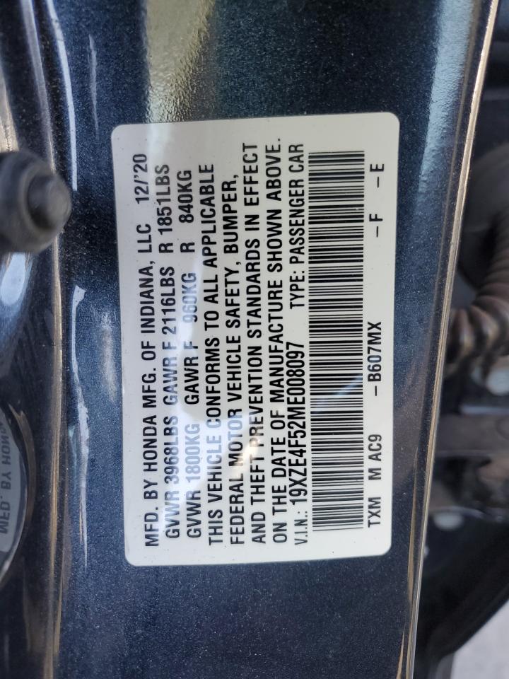 2021 Honda Insight Ex VIN: 19XZE4F52ME008097 Lot: 84644575