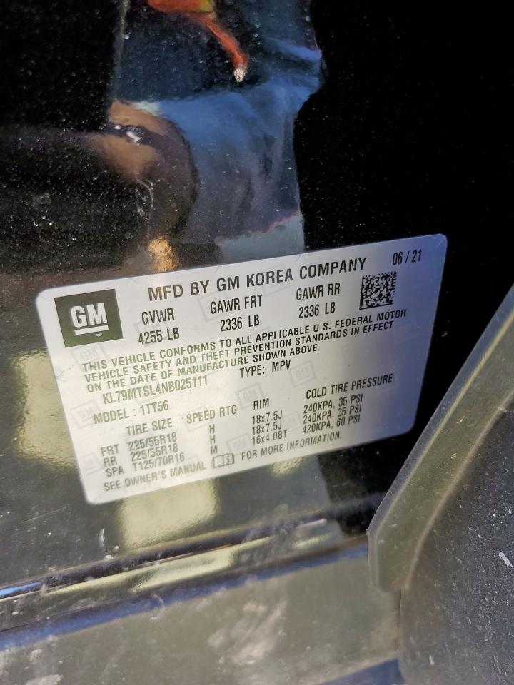 2022 Chevrolet Trailblazer Rs VIN: KL79MTSL4NB025111 Lot: 81389455