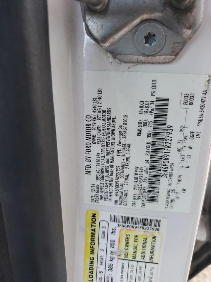 2015 Ford Fusion Titanium VIN: 3FA6P0K91FR227939 Lot: 84010745