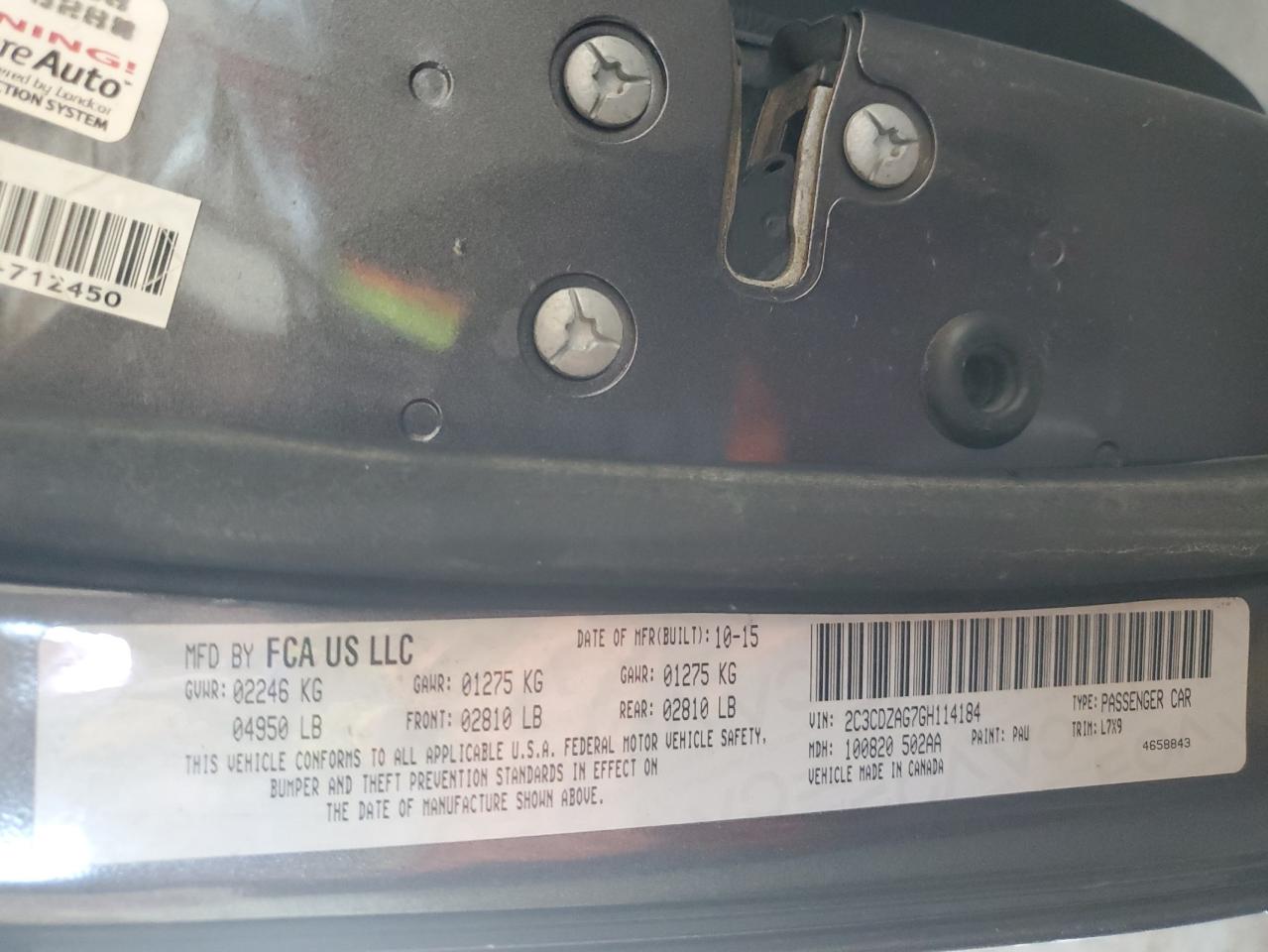 2016 Dodge Challenger Sxt VIN: 2C3CDZAG7GH114184 Lot: 72102325