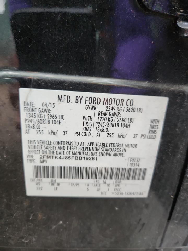 2015 Ford Edge Sel VIN: 2FMTK4J85FBB19281 Lot: 80310215