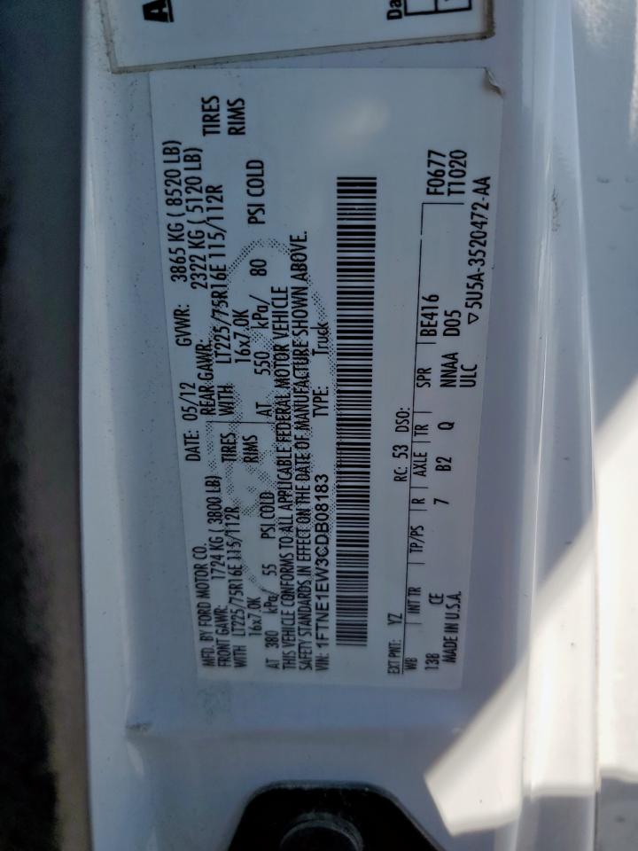 2012 Ford Econoline E150 Van VIN: 1FTNE1EW3CDB08183 Lot: 71510615