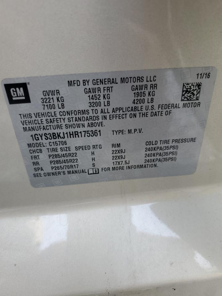 2017 Cadillac Escalade Luxury VIN: 1GYS3BKJ1HR175361 Lot: 80167825