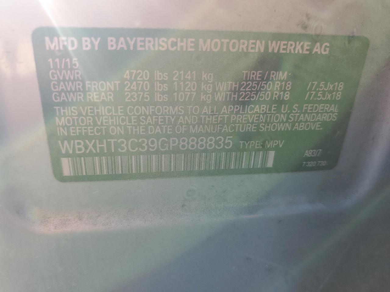 2016 BMW X1 xDrive28I VIN: WBXHT3C39GP888835 Lot: 80637285