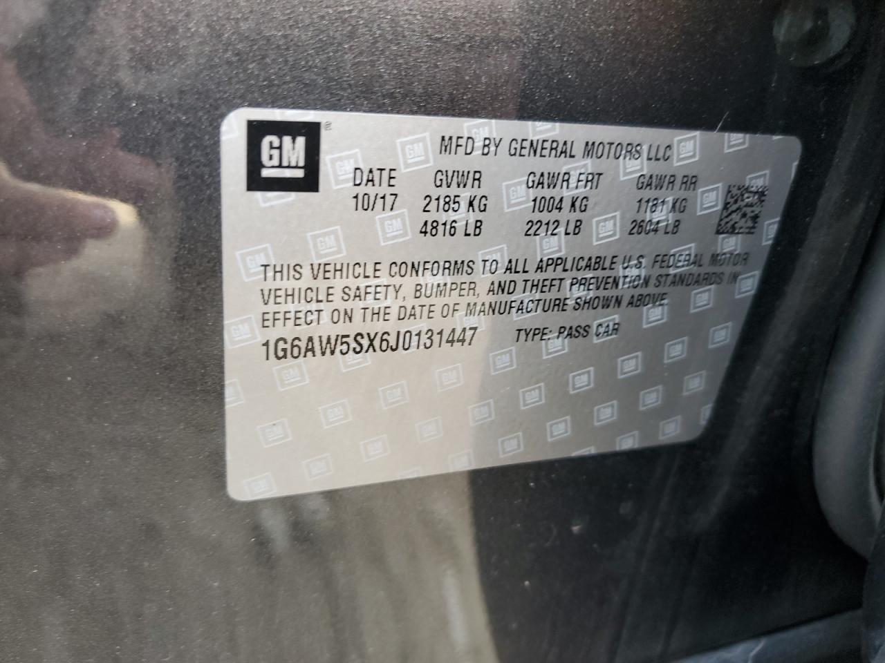 2018 Cadillac Cts VIN: 1G6AW5SX6J0131447 Lot: 80499345