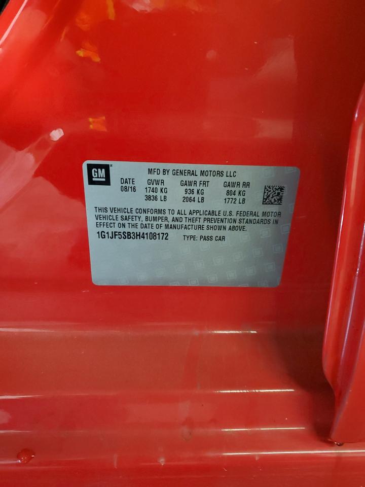 2017 Chevrolet Sonic Premier VIN: 1G1JF5SB3H4108172 Lot: 70989905