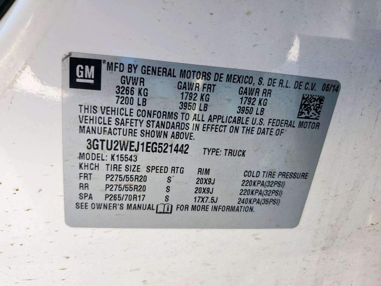 2014 GMC Sierra K1500 Denali VIN: 3GTU2WEJ1EG521442 Lot: 71038725